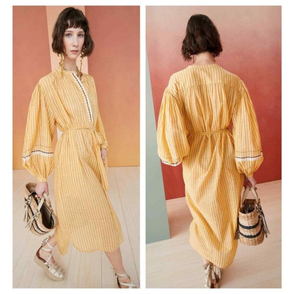 Ulla Johnson Rabea Striped Midi Dress Yellow Size 4‎ Lightweight Striped